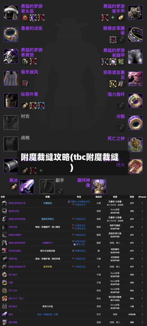 附魔裁缝攻略(tbc附魔裁缝)