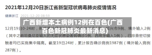 广西新增本土病例12例在百色(广西百色新冠肺炎最新消息)-第1张图片