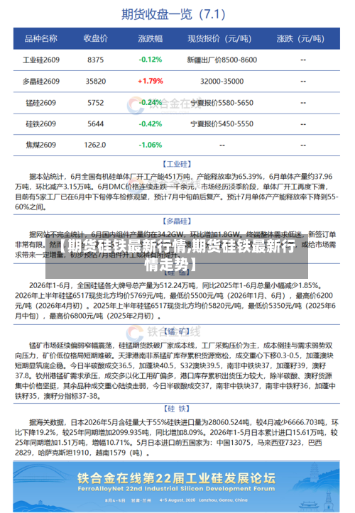 【期货硅铁最新行情,期货硅铁最新行情走势】-第1张图片