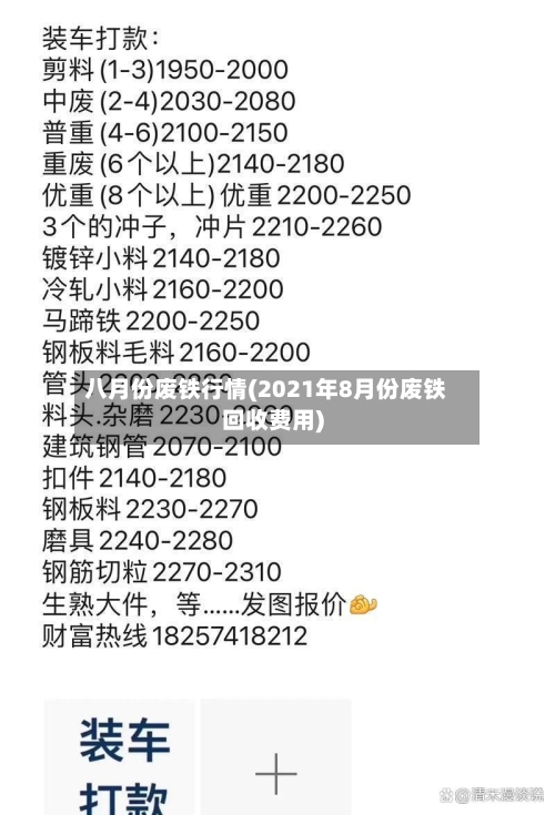 八月份废铁行情(2021年8月份废铁回收费用)-第1张图片