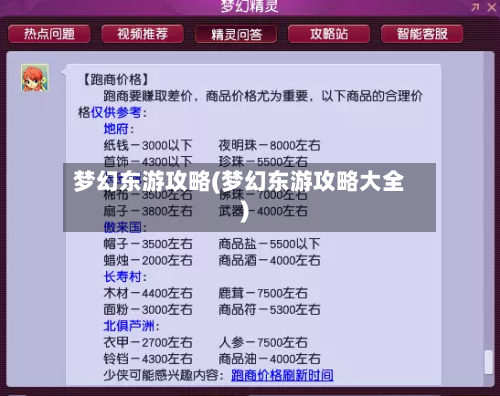 梦幻东游攻略(梦幻东游攻略大全)-第1张图片