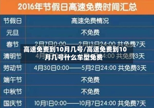 高速免费到10月几号/高速免费到10月几号什么车型免费-第1张图片