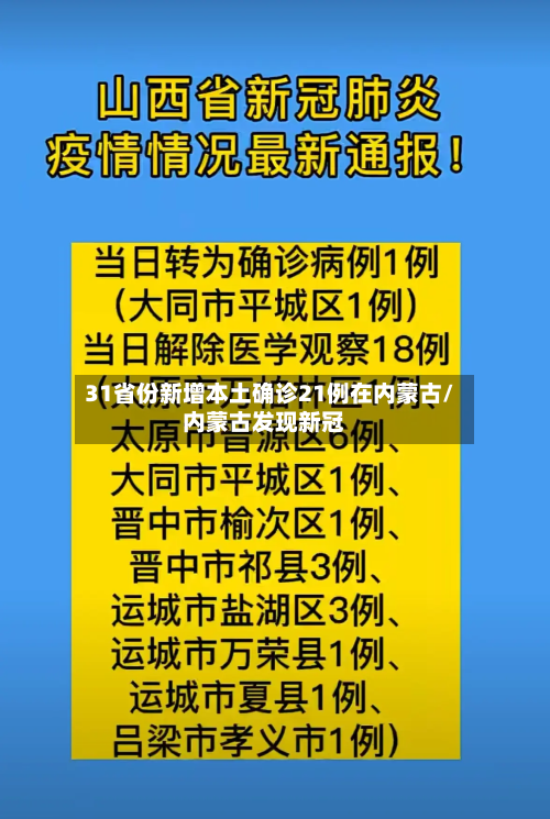 31省份新增本土确诊21例在内蒙古/内蒙古发现新冠-第1张图片