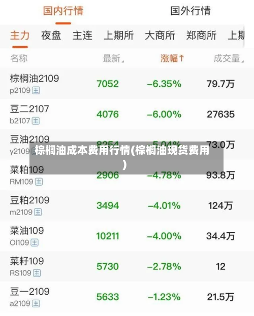 棕榈油成本费用行情(棕榈油现货费用)-第1张图片