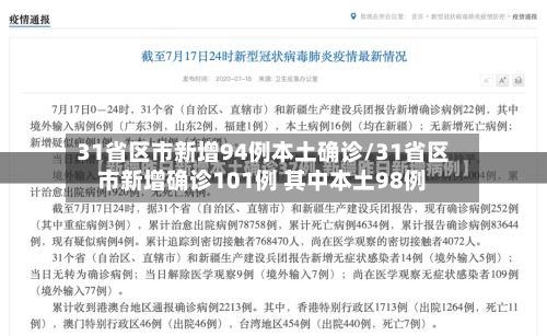 31省区市新增94例本土确诊/31省区市新增确诊101例 其中本土98例-第1张图片