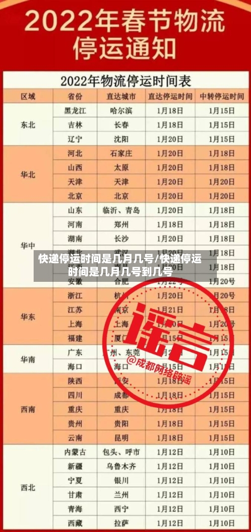 快递停运时间是几月几号/快递停运时间是几月几号到几号-第1张图片