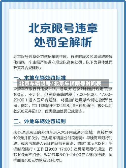 北京车辆限号/北京车辆限号时间表-第1张图片