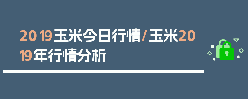 2019玉米今日行情/玉米2019年行情分析